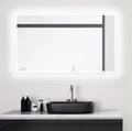 Badspiegel TALOS "Moon", silber, B:120cm H:2,5cm T:70cm, Spiegel, Badspiegel, LED Spiegel, Design Lichtspiegel
