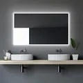 Talos Moon Badspiegel mit Beleuchtung 120x70 cm - Badezimmerspiegel mit Beleuchtung - feuchtwassergeeignet durch Aluminiumrahmen - Licht-Farbe Neutralweiß