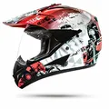ATO-Helme GS War Rot Crosshelm mit Visier für Quad ATV Enduro Motorradhelm ECE 2205 Größe: S 55-56cm