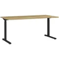 Germania Schreibtisch, Schwarz, Eiche, Metall, Holzwerkstoff, rechteckig, C-Form, 160x70x80 cm, höhenverstellbar, Arbeitszimmer, Schreibtische, Bürotische