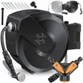 KESSER® Schlauchtrommel mit Gartenschlauch 30m | Wasserschlauchtrommel zur Wandmontage | Wandhalterung | 180° schwenkbar & automatische Aufrollung | Wand-Schlauchbox inkl. 7-Funktionen Handbrause