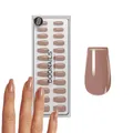 DOONAILS® - Soft Gel Press On Nails 30er Set, Espresso Coffin Form, Nude Nägel zum Aufkleben, Full Cover in Salonqualität, Fake nails soft gel Medium, Natürliches & angenehmes Tragegefühl