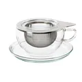 Trendglas Jena Tea Time Teetasse 400 ml Glas Teesieb Edelstahl Deckel Untertasse