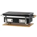 BBQ-Toro Keramik Tischgrill mit Holzunterlage | 50 x 23 x 17 cm | Hibachi Tischgrill ohne Strom | Schwarz | Minigrill Holzkohle, Kohlegrill Camping Grill Holzkohle, Mini Grill, Holzkohletischgrill