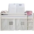 Homestyle4u Hochbett 90x200 mit Vorhang und Tunnel in Weiß Sterne 1889