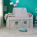 Homestyle4u Hochbett, Weiß, Holz, Kinder- & Jugendzimmer, Kindermöbel, Kinderbetten, Hochbetten