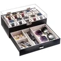 ProCase Uhrenbox mit 10 Fächern，Uhrenkasten mit Schublade, Men’s Watch Box, Uhrenaufbewahrung Uhrenkoffer Uhrenschatulle für Herren, Uhr Aufbewahrungsbox - 10 Fächer, Schwarz