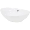 LuxeBath Waschbecken Aufsatzwaschbecken aus Keramik Handwaschbecken Wasserfall Waschtisch, Aufsatzwaschtisch Waschschale Oval 590x390x200 mm Weiß Spülbecken weiß Oval | 39 cm x 20 cm x 39 cm