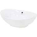 Ecd Germany - Waschbecken Waschtisch 590x390x200 Mm Weiß Aus Keramik Oval - Aufsatzbecken Aufsatzwaschbecken Handwaschbecken Aufsatzwaschtisch Spülbecken Becken Wasserfall Waschschale Waschschüssel