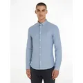 Tommy Jeans Langarmhemd TJM Slim Stretch Oxford Shirt mit Flaglabel auf der Brust blau L
