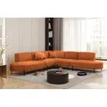Ecksofa Designersofa VALENCIA in Stoff Noel Ziegelrot Universal - Rot