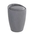 Wenko-Wenselaar GmbH & Co. KG WENKO Candy Hocker Leinenoptik mit abnehmbarem Wäschesack, Aus stabilem ABS-Kunststoff in Leinenoptik, 20 Liter, Farbe: grau 22448100