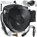 KESSER Gartenschlauch Wasserschlauchtrommel 180° schwenkbar & automatische Aufrollung, (Inklusive ergonomischer 7-Funktionen-Power-Handbrause), Schlauchtrommel mit Gartenschlauch zur Wandmontage Wand-Schlauchbox schwarz 20 m
