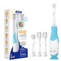 Seago Elektrische Zahnbürste Kinder ab 0-3 Jahr mit LED Licht, Weichen BPA-freiem Runder Gummierte Bürstenkopf, 2 Minuten Smart Timer, Wasserdicht IPX7, für Empfindliche Babyzähne, SG513(Blau)