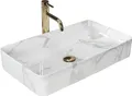 Rea Waschbecken Konglomerat Denis Marmo Shiny Rectangle White