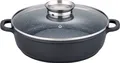 GSW Servierpfanne Gourmet Granit, Aluminiumguss, VITAFLON® GRANIT Antihaft-Versiegelung, Glasdeckel, Induktion