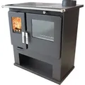 Verso CS Inox Holzofen 7,7 kW | Edelstahl-Backofen, Kochplatte & Thermometer - Silber