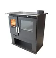 Verso CS Inox Holzofen mit Edelstahl-Ofen 7,7 kW, 82,2% hoher Wirkungsgrad, robuster Stahlkörper, Metallkochfeld & Thermometer, Kaminheizung für 135-165 m³, 150 mm Rauchabzug
