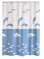 RIDDER Duschvorhang Folie Flipper 180x200 cm blau Folienvorhang Plastikvorhang