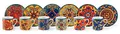 Excelsa , Porzellan , Set mit 6 Kaffeetassen mit Untertasse Trinacria, Mehrfarbig