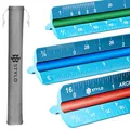 Stylo Architekten-Maßstabslineal aus Aluminium, 30,5 cm, lasergeätztes dreieckiges Zeichenlineal mit Farbe – imperiales architektonisches Maßstabslineal für Blaupausen (Hellblau, Imperiale Einheiten)