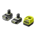 RYOBI Starterset RC18120-242X, 1 x Lithium+ Akku 18 V – 4,0 Ah, 1 x Kompakt-Lithium-Akku + 18 V 2,0 Ah und 1 x Ladegerät 2,0 A