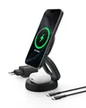 Belkin BoostCharge 2-in-1 Induktive Ladestation mit Qi2, 15W, MagSafe-kompatibles Ladegerät, Kabellose, Kompakte, Verstellbare, für iPhone 17, Air, Pixelsnap, AirPods, inkl. 30-W-Netzteil - Schwarz