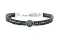 QOSS Armband FLEUR vintage schwarz Stein jeansblau