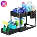 Puricon Unter Waschbecken Regal 2 Etagen Spülschrank Organizer Schwarz Küche