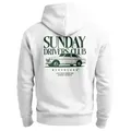 Neverless Hoodie Herren Hoodie Backprint Oldtimer Auto Sunday Driver Club Aufdruck weiß S