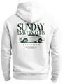 Neverless® Herren Hoodie Backprint Oldtimer Auto Sunday Driver Club Aufdruck Retro Männer Fashion Streetstyle Weiss S