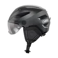 ABUS Stadthelm Pedelec 2.0 ACE - Fahrradhelm mit Rücklicht, Visier, Regenhaube, Ohrenschutz - für Damen und Herren - Dunkelgrau, Größe S