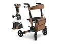Juskys Rollator Vital faltbar, leicht & höhenverstellbar aus Aluminium bis 130 kg mit Sitz Braun