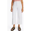 Weite Jeans TOMMY HILFIGER "WIDE LEG HW LOU", Damen, Gr. 34, Länge 32, weiß (th optic weiß), Denim/Jeans, Obermaterial: 100% Baumwolle, unifarben, casual, normal knöchelfrei, Jeans, mit Logo-Badge, mit Nieten, mit Bügelfalten