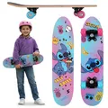 DISNEY Stitch Kinder Skateboard aus Holz 61cm rutschfest, leicht, stabil 20-50kg