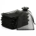 Naler 120 x Organzasäckchen Schwarz Organzabeutel Organza Schmuck Säckchen Geschenktüten für Verpackung, 10 x 15 cm