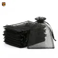 Organza Geschenktüten 10x15 cm 120 Stück Schwarz Wiederverwend