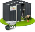 Juskys Metall Gerätehaus XL mit Satteldach, Tür & Fundament - 9m³ groß - Anthrazit