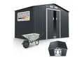Juskys Gartenhaus XL, BxT: 280x196 cm, mit Satteldach, Schiebetür, Fundamentrahmen, 9 m³