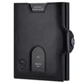 VON HEESEN Slim Wallet mit RFID Schutz - Geldbörse Herren klein - Mini Geldbeutel Damen Portmonee - Kartenetui Echtleder Karten Portemonnaie - Leder Kreditkartenetui Schwarz Glatt