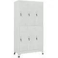 vidaXL Schließfachschrank mit 6 Fächern Stahl 90x45x180 cm Grau
