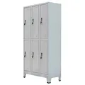 Schließfachschrank mit 6 Fächern Stahl 90x45x180 cm Grau