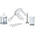 BOSCH Handmixer Styline MFQ4080, Edelst. Rührbesen/Knethaken, Mixfuß, 5 Stufen, weiß, 500 W, Zerkleinerer, Turbotaste, leichtes Gehäuse, Made in Europe silberfarben|weiß