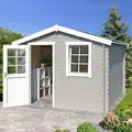 Gartenhaus LASITA MAJA "Nina 230", grau (lichtgrau), ohne Fußboden, ohne Dacheindeckung, Holzwerkstoff, Gartenhäuser