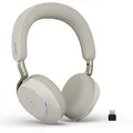 Jabra Evolve3 75 On-Ear Bluetooth Headset kabellos mit Mikrofon für Büro, USB-C, KI-Sprachanruf, Erweiterte Aktive Geräuschunterdrückung, 22h Akku, MS Teams Zertifiziert, Warmgrau