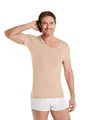 FINN Anti-Schweiß Shirt Herren mit extra kurzen Ärmeln - Perfekt unter Kurzarm-Hemden und Polo-Shirts - Unterhemd mit Achselpads gegen Schweißflecken und Schweißgeruch Hautfarbe Nude XXL