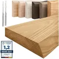 LAMO Manufaktur Wandregal Holz Baumkante Regal Farbe: Rustikal Invisible: Schweberegal 60 cm, Komplett-Set, 40mm stake Massivholzplatte braun 60 cm x 4 cm x 20 cm