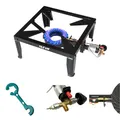 Bluecraft - Gaskocher Campingkocher Hockerkocher 10,5 KW Profi Gasbrenner für Gasflasche mit Zündsicherung und Piezozündung inkl. Gasreglerlöser mit Magnet + Schlüssel 17mm für Überwurfmutter 1/4"