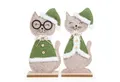 Logbuch-Verlag Dekofigur Weihnachtskatzen Set - 2 Katzen Figuren grün grau Dekofiguren 26 cm