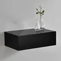 [en.casa] Wandregal Oslo mit Schublade Nachttisch schwebende Nachtkommode Hängeregal Wandboard Nachtkonsole 46x30x15cm Schwarz Hochglanz